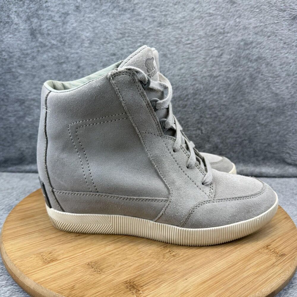 Sorel Suede High Top Shoes Womens Size 8.5 Gray Casual Sneakers NL4913-081